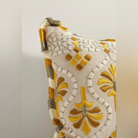 Anthropologie Georgia Cotton Embroidered Pillow - Picture 4 of 12